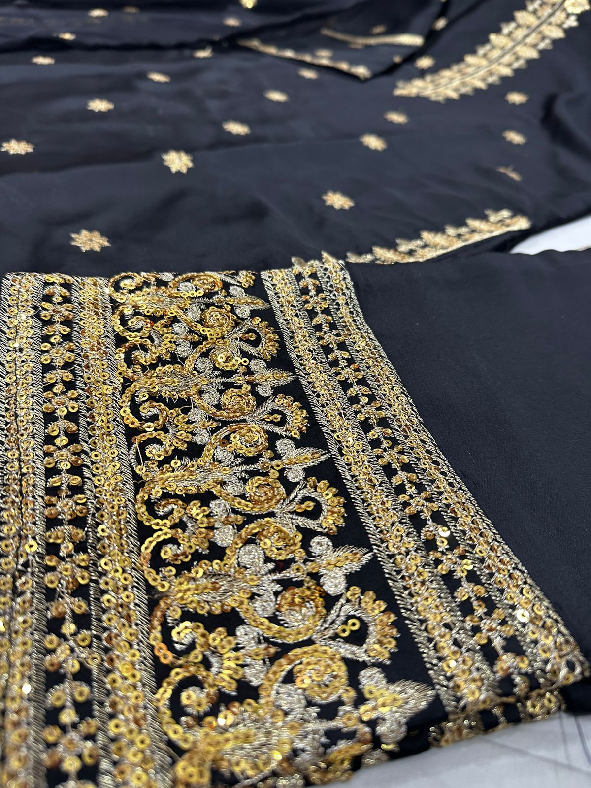 Heavy Embroidery Neck,Sleeves Border Sequence 3 Piece By Ajwa Collection