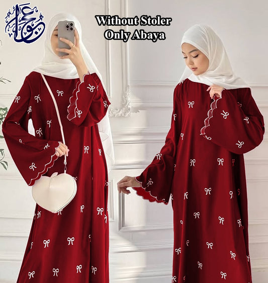 Front Bow Embroidered Georgette Abaya
