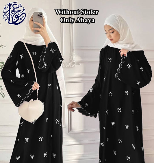 Front Bow Embroidered Georgette Abaya