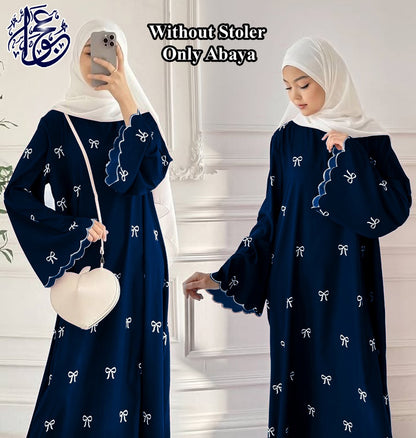 Front Bow Embroidered Georgette Abaya